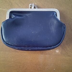 Navy Blue Leather Coin Purse